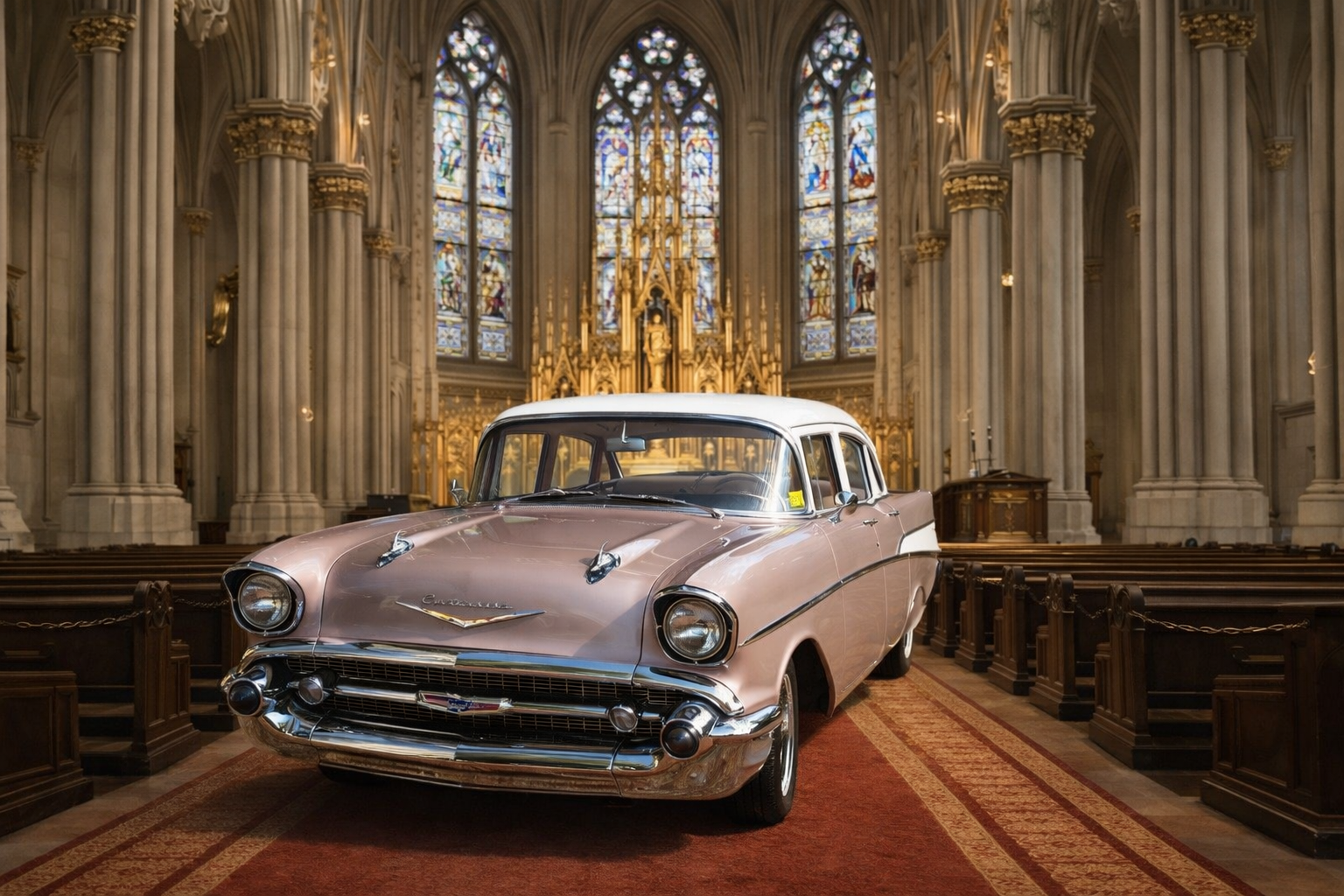 Car infront of Cathederal